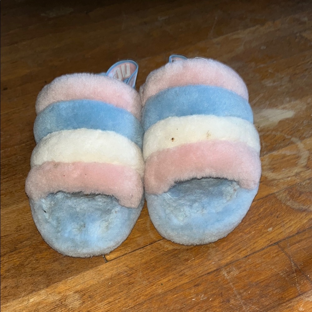 UGG Pink and Blue Plush Slippers
